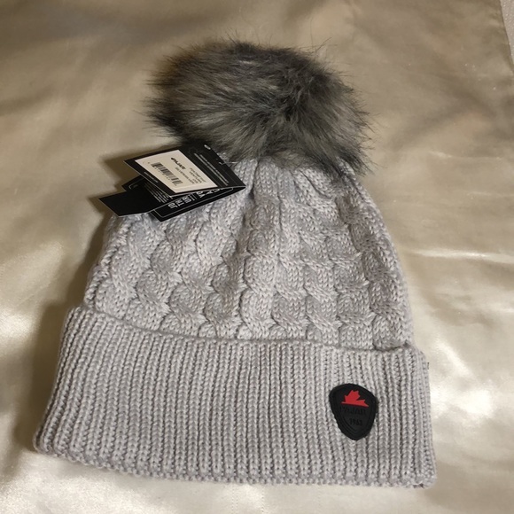 Pajar Ventura Cable Knit Cuffed Hat Color Silver With Pom Pom OS NWT - Picture 7 of 13